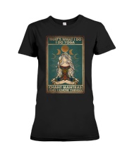 THAT'S WHAT I DO I DO YOGA CHANT MANTRAS Premium Fit Ladies Tee tile