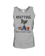 KNITTING BECAUSE MURDER IS WRONG Unisex Tank tile