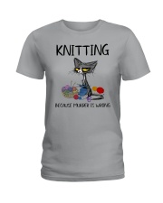 KNITTING BECAUSE MURDER IS WRONG Ladies T-Shirt tile