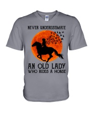 NEVER UNDERESTIMATE AND OLD LADY V-Neck T-Shirt tile