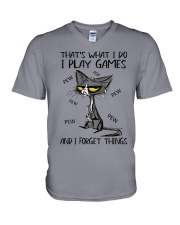 THAT'S WHAT I DO I PLAY GAMES AND I FORGET THINGS V-Neck T-Shirt tile