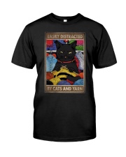 EASILY DISTRACTED BY CATS AND YARN Premium Fit Mens Tee tile