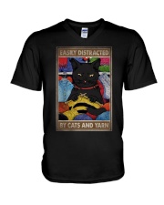 EASILY DISTRACTED BY CATS AND YARN V-Neck T-Shirt tile