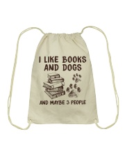 I LIKE BOOKS AND DOGS AND MAYBE 3 PEOPLE Drawstring Bag tile