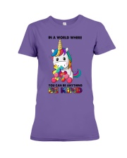 IN A WORLD WHERE YOU CAN BE ANYTHING BE KIND Premium Fit Ladies Tee tile