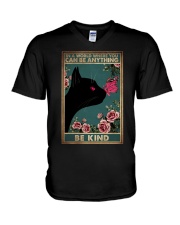 IN A WORLD WHERE YOU CAN BE ANYTHING BE KIND V-Neck T-Shirt tile
