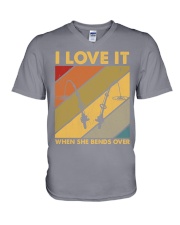 I LOVE IT WHEN SHE BENDS OVER V-Neck T-Shirt tile