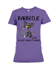 BARBECUE BECAUSE MURDER IS WRONG Premium Fit Ladies Tee tile