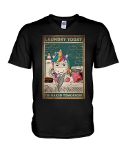LAUNDRY TODAY OR NAKED TOMORROW V-Neck T-Shirt tile