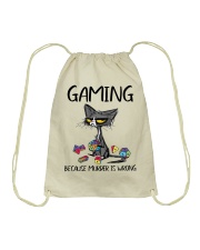 GAMING BECAUSE MURDER IS WRONG Drawstring Bag tile