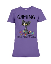 GAMING BECAUSE MURDER IS WRONG Premium Fit Ladies Tee tile