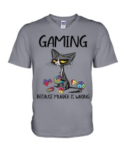 GAMING BECAUSE MURDER IS WRONG V-Neck T-Shirt tile