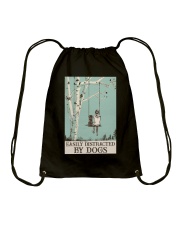 EASILY DISTRACTED BY DOG Drawstring Bag tile