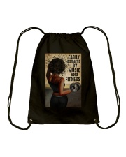 EASILY DISTRACTED BY MUSIC AND FITNESS Drawstring Bag tile