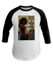 EASILY DISTRACTED BY MUSIC AND FITNESS Baseball Tee tile
