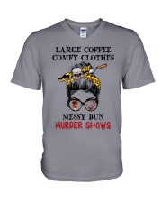 LARGE COFFEE COMFY CLOTHES V-Neck T-Shirt tile