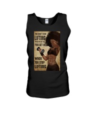 YOU DON'T STOP LIFTING WHEN YOU GET OLD Unisex Tank tile