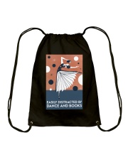 EASILY DISTRACTED BY DANCE AND BOOKS Drawstring Bag tile