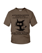 ANNOYED KITTY TOUCHY LITTY GROUCHY BALL OF FUN Youth T-Shirt tile