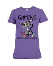 GAMING BECAUSE MURDER IS WRONG Premium Fit Ladies Tee tile