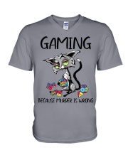 GAMING BECAUSE MURDER IS WRONG V-Neck T-Shirt tile