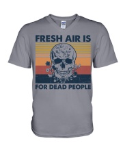 FRESH AIR IS FOR DEAD PEOPLE V-Neck T-Shirt tile