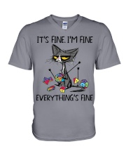 IT'S FINE I'M FINE EVERYTHING'S FINE V-Neck T-Shirt tile