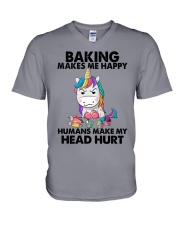 BAKING MAKES ME HAPPY V-Neck T-Shirt tile