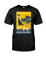 JUST A GIRL WHO LOVES BOOKS AND DOGS - GOLDEN Premium Fit Mens Tee tile