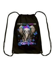 I WEAR TEAL AND PURPLE FOR - CUSTOM Drawstring Bag tile