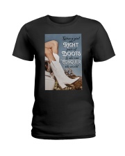 GIVE A GIRL THE RIGHT PAIR OF BOOTS Ladies T-Shirt tile