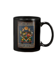 A GIRL HER ANIMALS LIVING LIFE IN PEACE Mug tile
