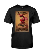 READING BECAUSE MURDER IS WRONG Premium Fit Mens Tee tile