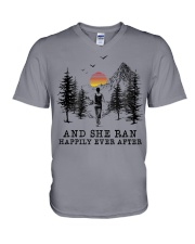 AND SHE RAN HAPPILY EVER AFTER V-Neck T-Shirt tile