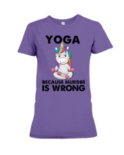 YOGA BECAUSE MURDER IS WRONG Premium Fit Ladies Tee tile