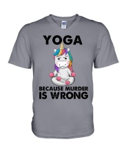 YOGA BECAUSE MURDER IS WRONG V-Neck T-Shirt tile