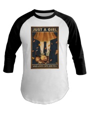 JUST A GIRL WHO LOVES CATS AND FALL Baseball Tee tile