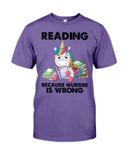 READING BECAUSE MURDER IS WRONG Premium Fit Mens Tee tile