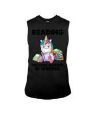 READING BECAUSE MURDER IS WRONG Sleeveless Tee tile