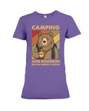 CAMPING AND BOURBON BECAUSE MURDER IS WRONG Premium Fit Ladies Tee tile