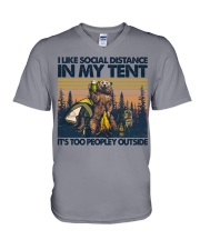 I LIKE SOCIAL DISTANCING IN MY TENT V-Neck T-Shirt tile