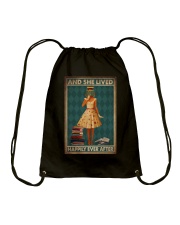 AND SHE LIVED HAPPILY EVER AFTER Drawstring Bag tile
