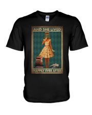 AND SHE LIVED HAPPILY EVER AFTER V-Neck T-Shirt tile