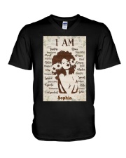 AFRO GIRL - CUSTOM NAME V-Neck T-Shirt tile