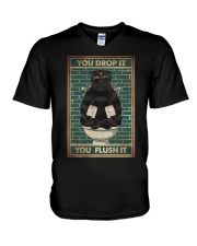 YOU DROP IT YOU FLUSH IT V-Neck T-Shirt tile