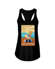 EASILY DISTRACTED BY BOOKS AND SUNSHINE Ladies Flowy Tank tile