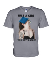JUST A GIRL WHO LOVES BOOKS V-Neck T-Shirt tile