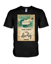 TAKE A BATH YOU DURTY HIPPIE V-Neck T-Shirt tile