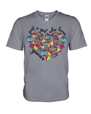 JUST A GIRL WHO LOVES GAMING V-Neck T-Shirt tile