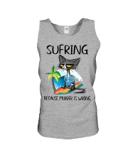 SURFING BECAUSE MURDER IS WRONG Unisex Tank tile